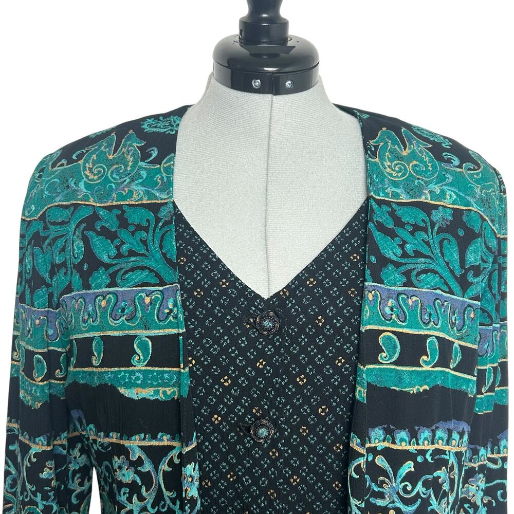 Vintage Carole Little Multicolored Patterned Vest and Sweater Size 4 - Picture 3 of 7